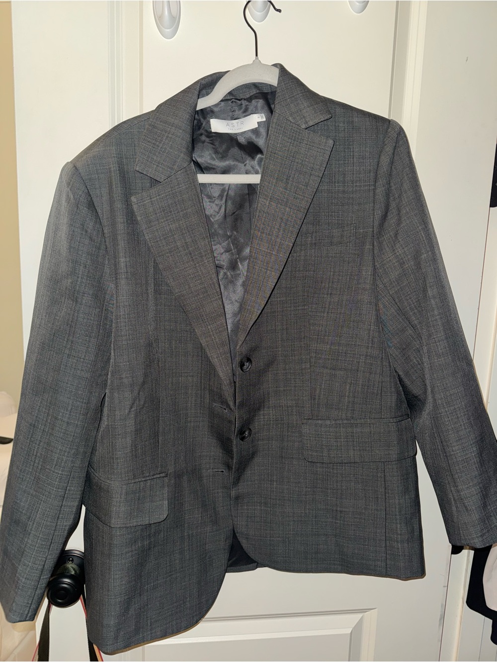 Women’s Gray Plaid Blazer - Classic Two-Button Suit Jacket